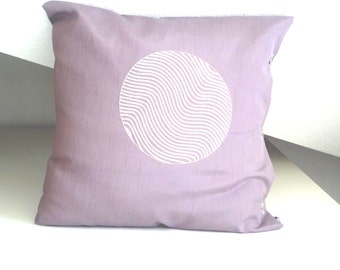 Geometric lilac decorative pillow, Circle Embroidery Throw Pillow Cover, 16x16 inches, Minimal Decorative Throw Pillow,