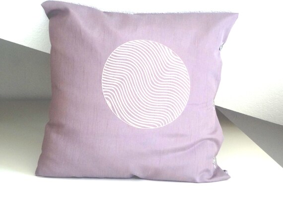 Geometric Lilac Decorative Pillow Circle Embroidery Throw Etsy