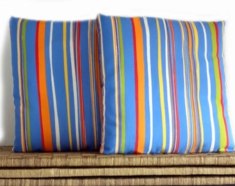 Multicolor striped pillow covers 16x16 inches, decorative pillows, kitchen cushion