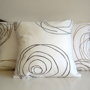 Geometric pillow,  beige & grey circle, geometric cushion, modern pillow, three decorative pillows