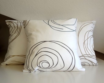 Geometric pillow,  beige & grey circle, geometric cushion, modern pillow, three decorative pillows