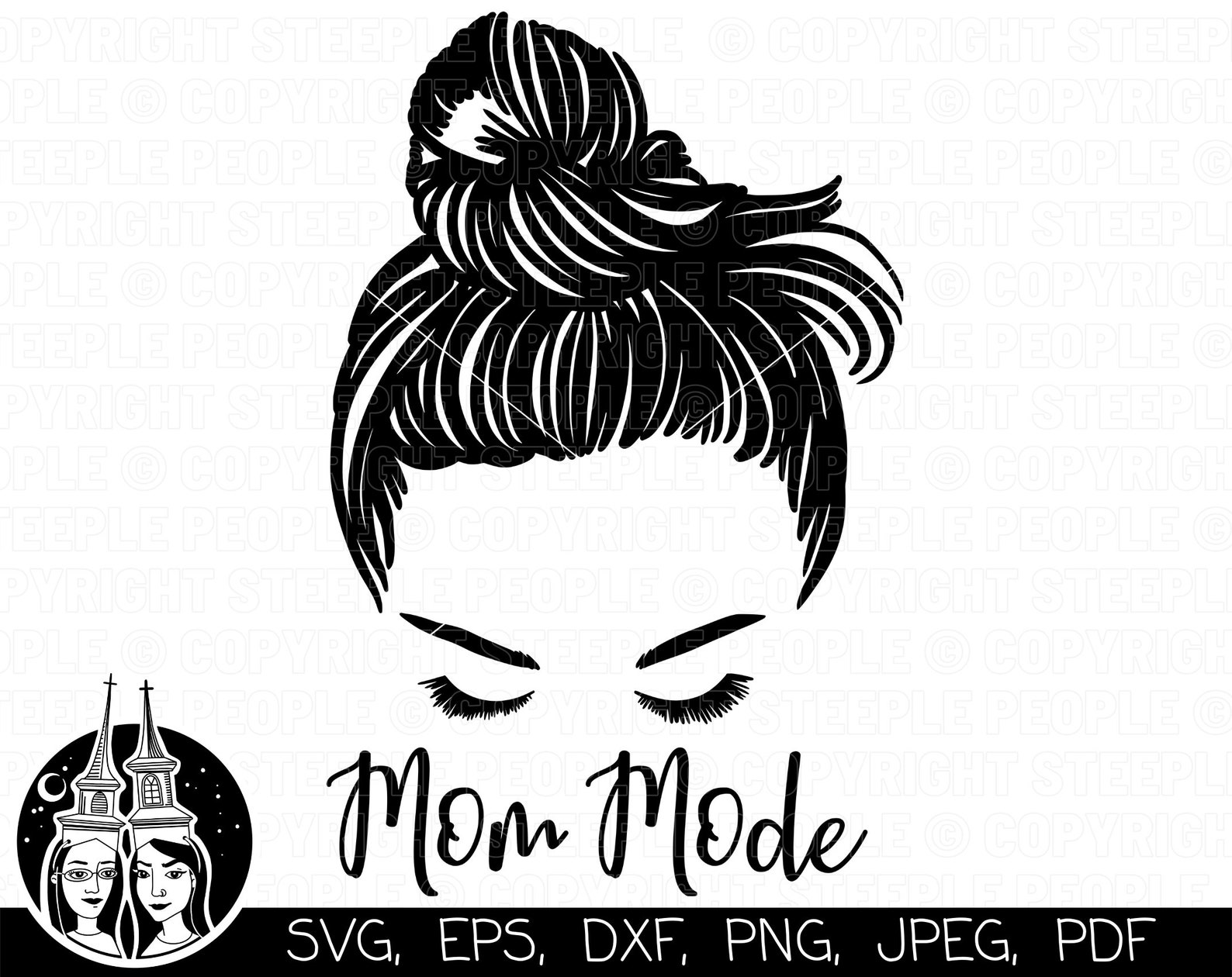 Download Mom Mode SVG Mom Life SVG Messy Bun SVG Mom Bun svg Hair | Etsy