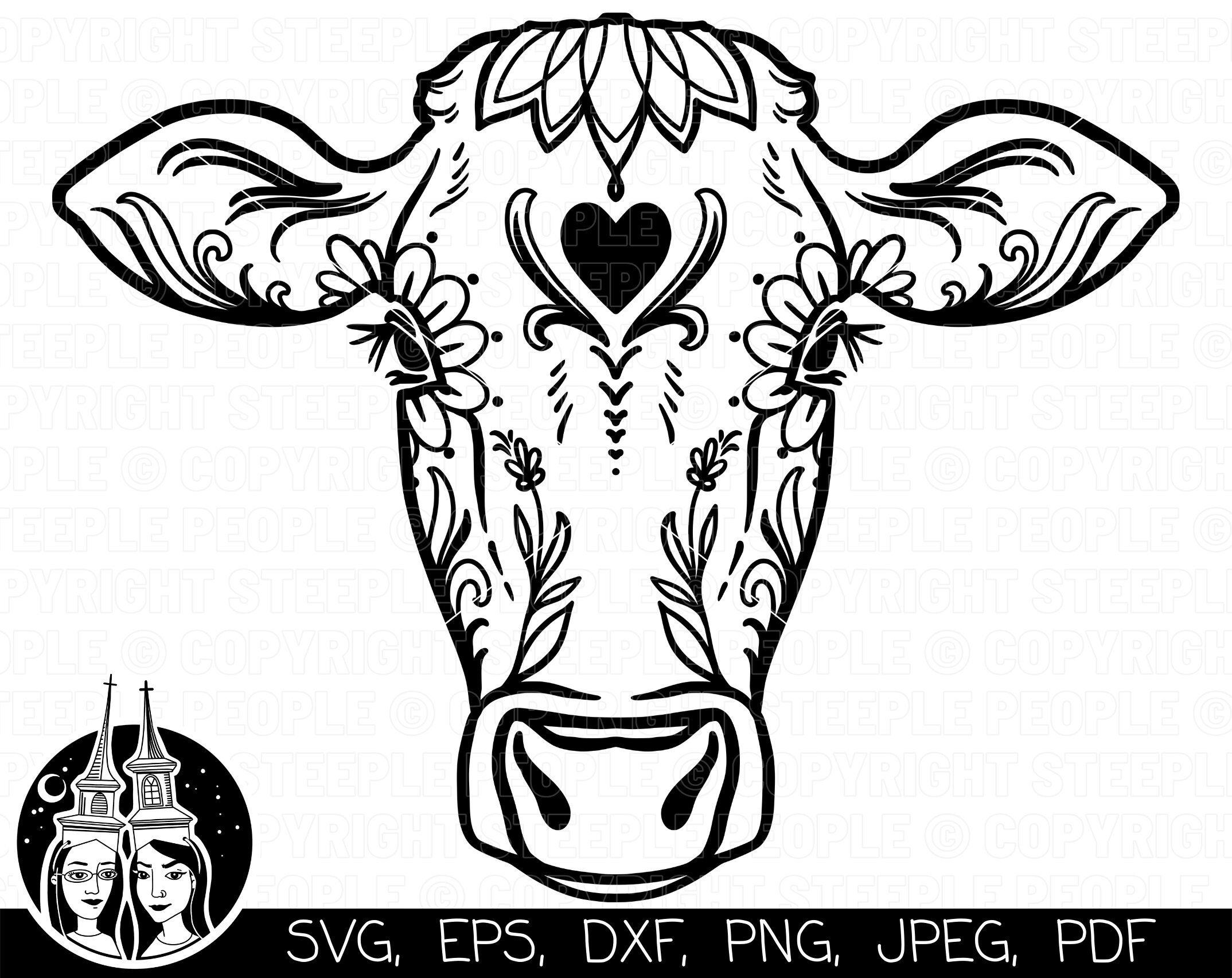 Cow SVG Day of the Dead Cow Cow Flowers SVG Cow Heart Svg Etsy UK