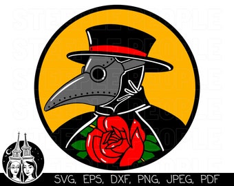 Plague Doctor SVG, Face Mask SVG, Plague Doctor Clipart, Plague Doctor Wall Art | Cricut, Silhouette, Digital Print *High-Quality Design*