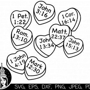 Conversation Hearts SVG, Bible Verse SVG, Christian SVG, Valentine's Day svg, John 3:16 svg, Love Hearts png, Cricut *High-Quality Design*