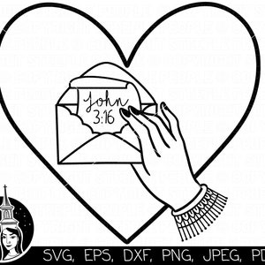 Juan 3:16 SVG, Carta de amor SVG, Versículo bíblico SVG, Día de San Valentín SVG, Cristiano SVG, Corazón SVG, Cricut, Silueta *Diseño de alta calidad*