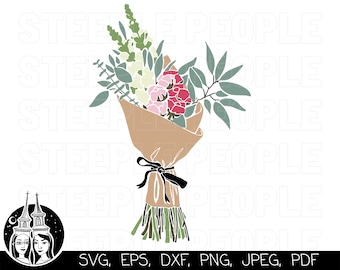 Flower Bouquet SVG, Bouquet Clipart, Bouquet Wall Art | Cricut, Silhouette, Digital Print & More! | *High-Quality Design*
