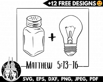 Versículo bíblico SVG, Sal y luz SVG, Biblia svg, Jesús svg, Biblia svg, Jesús png, Sal y luz png - *12 diseños GRATIS - ¡Paquete incluido!*