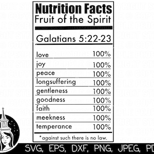 Christian valeur nutritive SVG, verset de la Bible SVG, SVG fruit de l'esprit, source d'inspiration SVG, design chrétien | Cricut, *Conception de haute qualité*