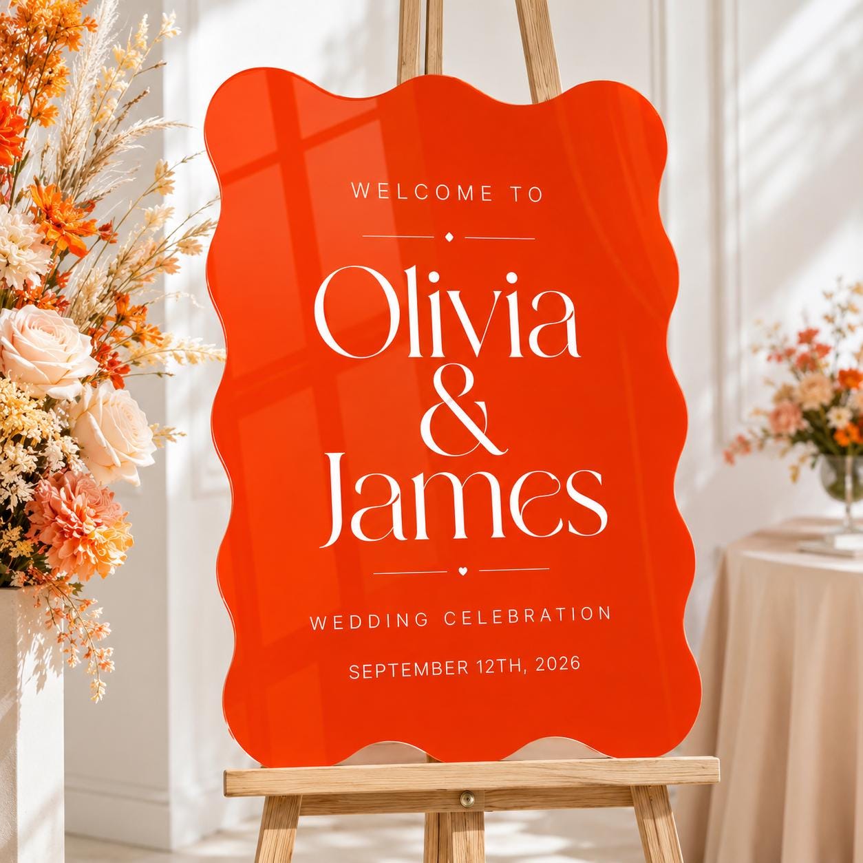 Wavy Acrylic Wedding Welcome Sign