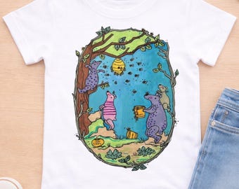 Toddler T-Shirt Honey Bears – Teddy Bear Outfit, Whimsical Storybook Toddler Clothes, 100% Cotton