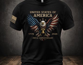 Maglietta vintage con grafica dell'aquila americana per il 250° anniversario e del Giorno dell'Indipendenza degli Stati Uniti.