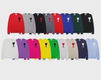 Maglione classico a girocollo, ampio e casual, modello a cuore coordinato per coppie, streetwear alla moda