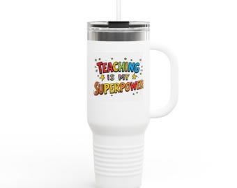 「教えることは私のスーパーパワー」タンブラー 教師への贈り物 40オンス 断熱タンブラー 教師感謝週間ギフト 生徒からの年末ギフト