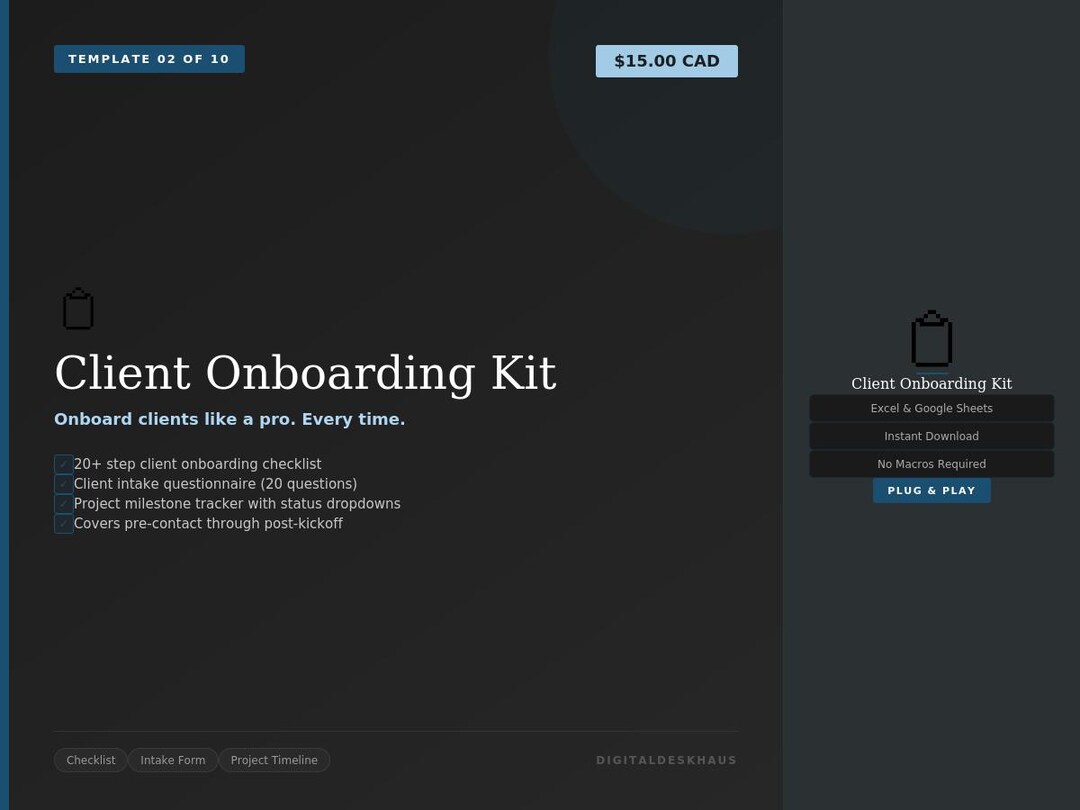 Client Onboarding Kit | Excel and Google Sheets | Onboarding Checklist ...