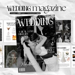 Sjabloon voor een trouwmagazine: Bewerkbaar Canva-trouwboekje, gepersonaliseerd trouwherinnering (digitale download)
