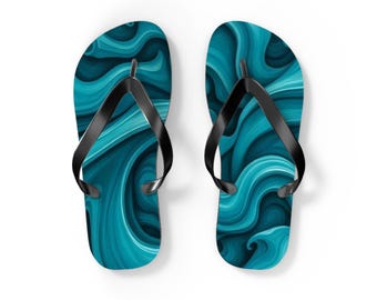 Teal Marble Swirl Flip Flops | Blue Wave Sandals