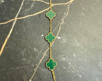 Vintage bracelet malachite woman’s van cleef Yellow gold