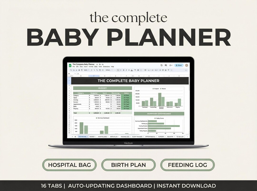 Complete Baby Planner Spreadsheet | Pregnancy Planner Google Sheets ...