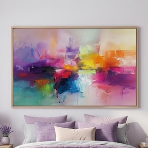Colorful Abstract Painting, Vibrant Modern Wall Art, Large Impasto Oil Canvas, Bright Contemporary Home Decor, Bold Expressionist Wall Art