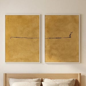 Textured Brown Minimalist Line Diptych Painting, Modern Abstract Wall Art, 3D Mixed Media, Earthy Tone Gesture, Living Room Home Decor