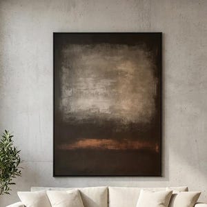 Dark Abstract Oil Painting, Modern Minimalist Wall Art, Brown Color Field Room Decor, Minimalist Rustic Wall Art, Home Decor For Living Room