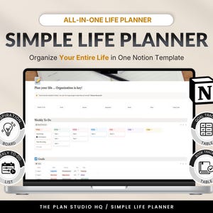 Notion Life Planner | Simple Workflow | Goal Tracker | Weekly Task Tracker | Productivity System