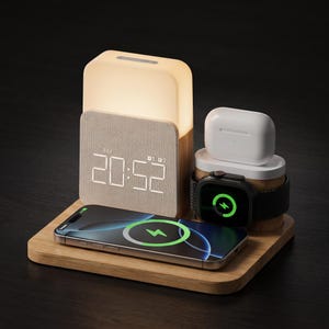 MagSafe Charging Station | Alarm Clock, Night Light, iPhone, Apple Watch, AirPods Charger