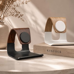 Supporto in legno per caricabatterie MagSafe con vassoio / Dock di ricarica wireless per iPhone, accessorio da scrivania