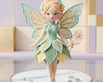 Muñeca hada de ganchillo hecha a mano / Peluche amigurumi inspirado en la pedagogía Waldorf, decoración para la habitación del bebé.