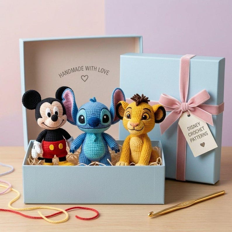 Disney Crochet Pattern Bundle PDF, Mickey Mouse Amigurumi Pattern, Stitch Crochet Doll, Simba Plush Toy Pattern Download image 2