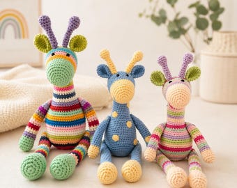 3-in-1 Amigurumi Giraffe Crochet Pattern Bundle | PDF Plush Toy Set (Instant Download)
