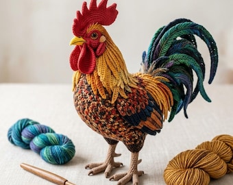 Modèle au crochet amigurumi coq réaliste PDF | Jouet au crochet pour animaux de la ferme (téléchargement numérique)