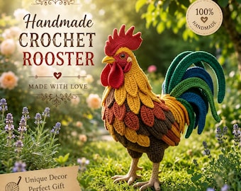 Realistic Crochet Rooster Pattern PDF, Amigurumi Chicken Pattern, Farm Animal Crochet, Rooster Plush Toy, Farmhouse Decor PDF Download