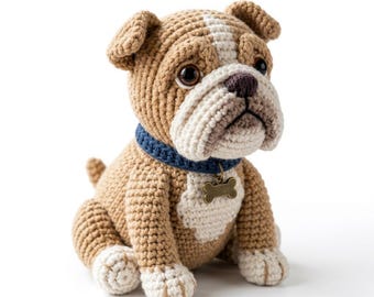 Realistische Bulldogge Häkelanleitung, Amigurumi Hund PDF (Digitaler Download)