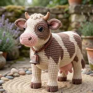 Patrón de vaca a crochet en PDF / Peluche de animal de granja amigurumi (descarga digital)