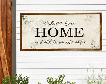 Bless Our Home Sign, Living room Decor, Porch Sign, Handmade Home Decor, Welcome Sign, Large Wood Sign