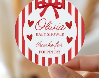 Etiquetas para baby shower listas para usar, palomitas de maíz, galletas, dulces, paletas, pegatinas redondas para bolsas de regalo
