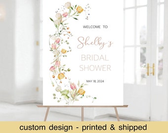 Bridal Shower Welcome Sign, Tulips and Spring flowers, Bridal Outdoor Sign, Custom Bridal Shower Sign, Shower Welcome Sign