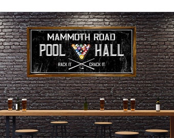 Custom Personalized Billiard Room large sign,  Pool Hall sign, Name Personalized sign, Game Room decor