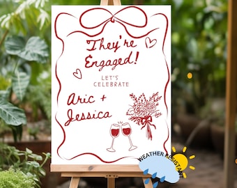 Letrero de pizza para fiesta de compromiso, letrero de bienvenida, personalizado, impreso y enviado