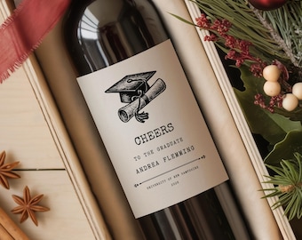 Regalo de graduación personalizado, etiqueta de vino, fiesta, promoción de 2026