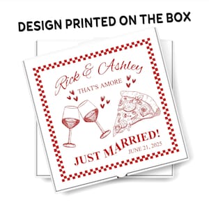 Personalized, Wedding Pizza Box, That&#39;s Amore Just Married, Red and White Pizza Box, Pizza & wine, Printed and Shipped