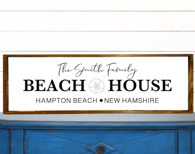 Beach House Sign, Beach House Custom Family Sign, Farmhouse Sign, Personalized Beach House Wall Decor