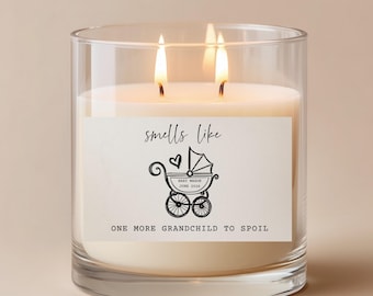 Etiqueta de vela para anunciar el embarazo de un bebé, regalo personalizado para abuelos.