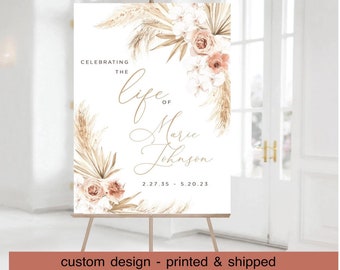 Memorial Sign, Celebration of Life, Funeral Sign,  Easel Display Sign, Custom Printed