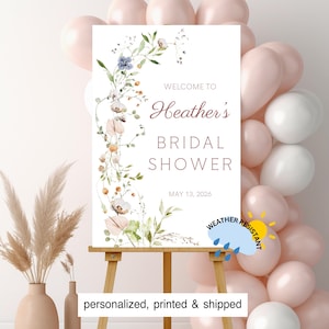 Wildflower Bridal Shower Welcome Sign: Personalized, Printed and Shipped image 1