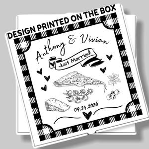 Personalized, Wedding Pizza Box, Just Married, Black & White Pizza Box, Reception, After the Wedding
