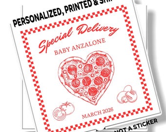 Personalized Special Delivery Pizza Box, Baby Shower, Baby Announcement Printed and Shipped