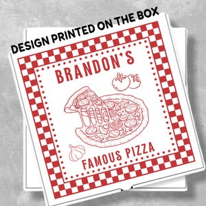 Personalized Pizza Box: Red & White Checkered Pizzeria